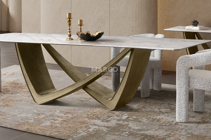 Filo Dorato Sintered Stone Top Dining Table
