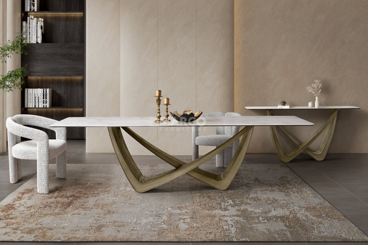 Filo Dorato Sintered Stone Top Dining Table