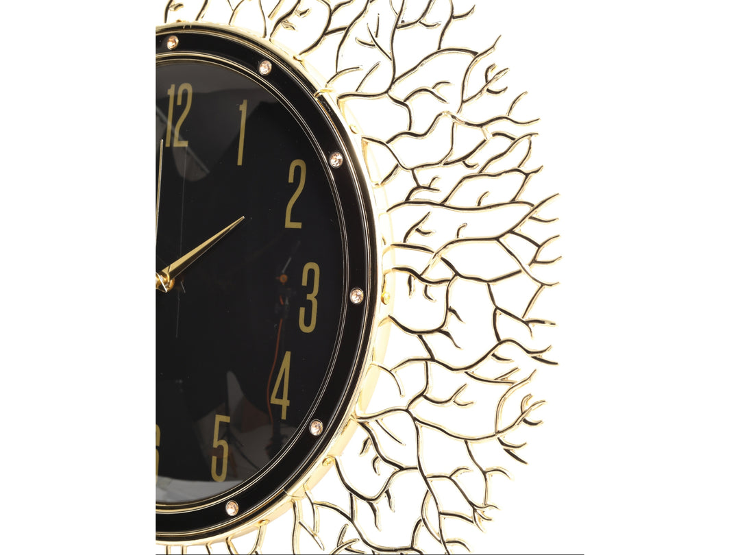 Celeste Gold Sunburst Wall Clock – Black Dial (50cm)
