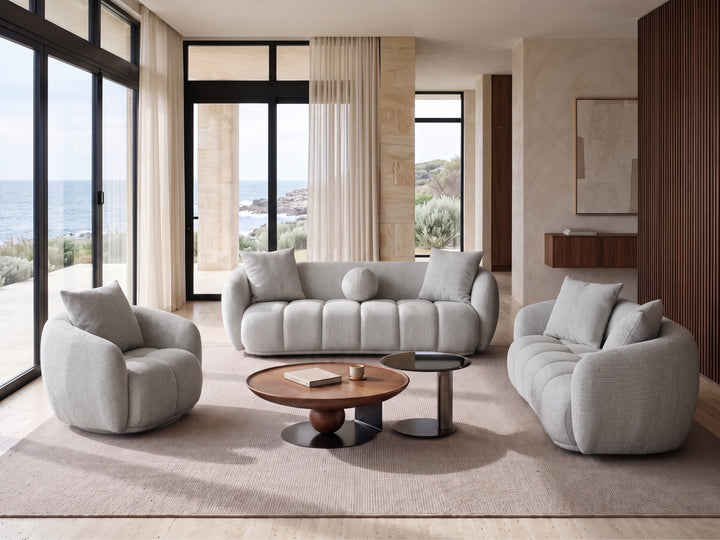Valentina Curved Boucle Fabric Sofa