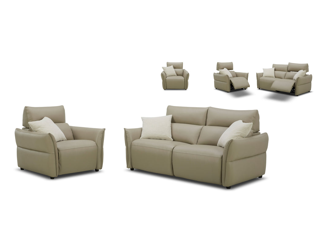 Cyprus Leather Recliner Sofa with Adjustable Headrests