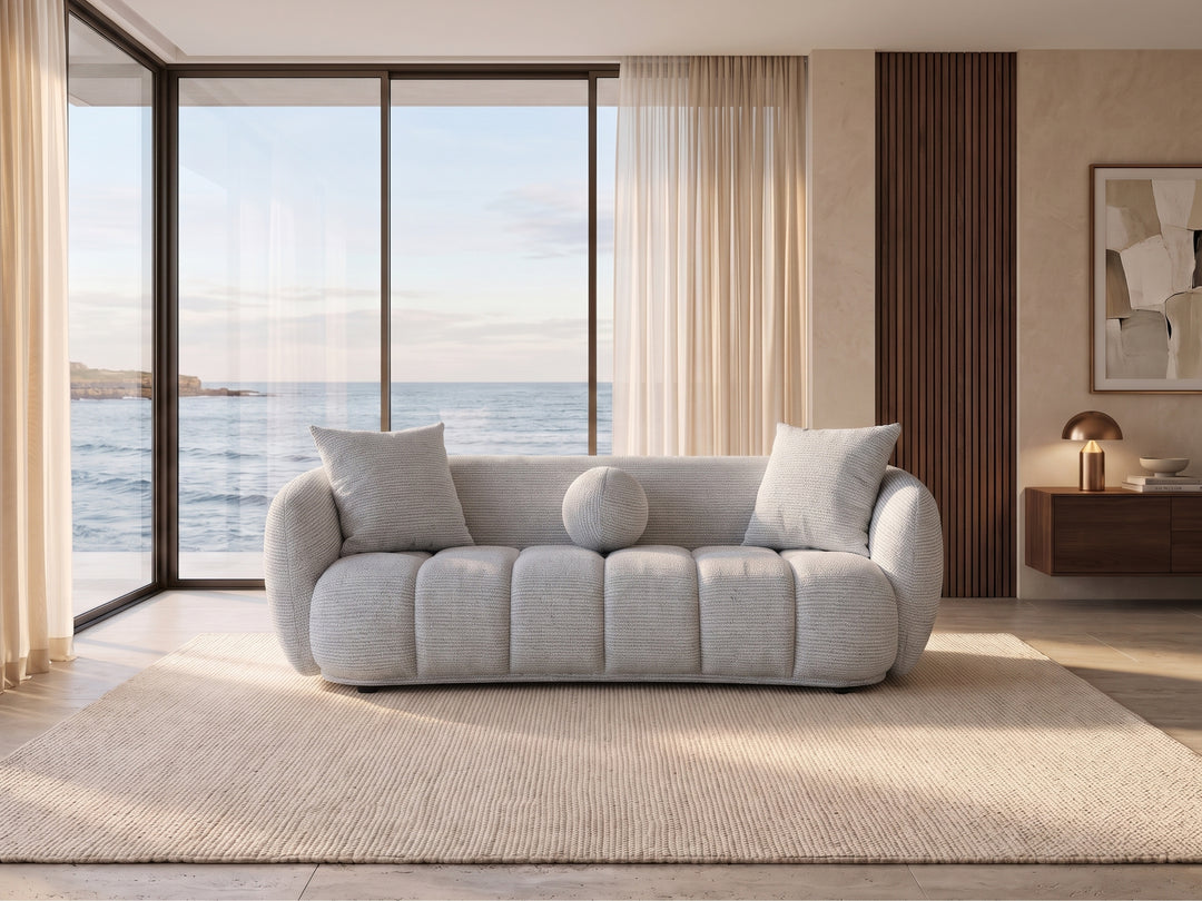 Valentina Curved Boucle Fabric Sofa