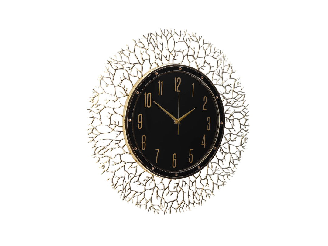 Celeste Gold Sunburst Wall Clock – Black Dial (50cm)