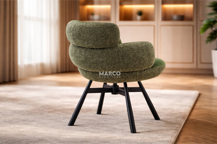 Monaco Upholstered Fabric Swivel Dining Chair