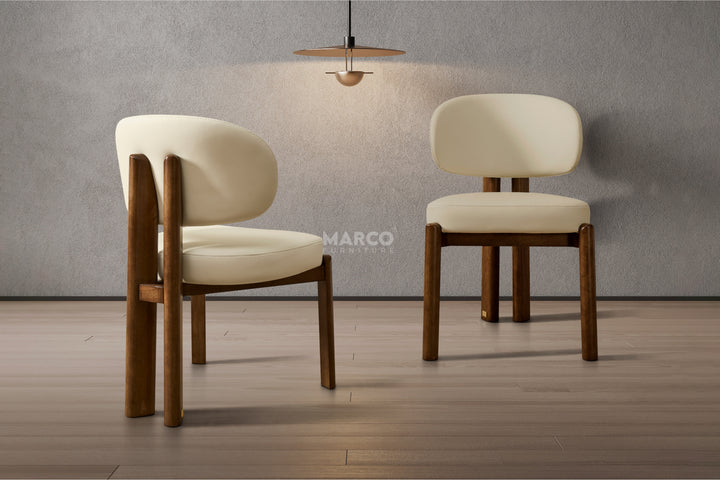 Sofie Black Leather Dining Chair – Modern Design with Wooden Legs