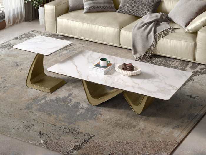 Filo Dorato Sintered Stone Coffee Table Set – Living Room Centrepiece