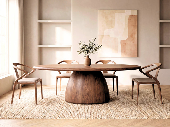 Palazzo Walnut Veneer Oval Dining Table