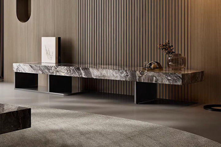 Venezia Sintered Stone TV Unit with Stainless Steel Base