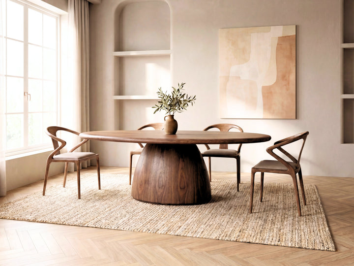 Palazzo Walnut Veneer Oval Dining Table