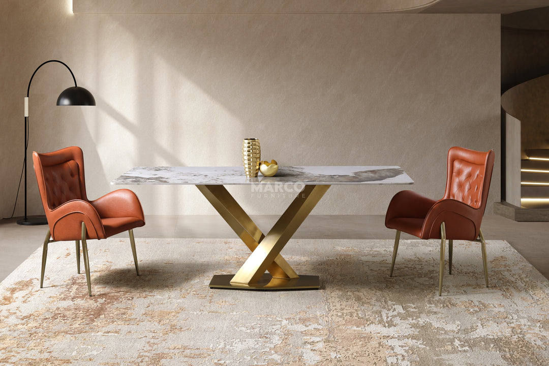 Harvey Ceramic Dining Table (Gold)