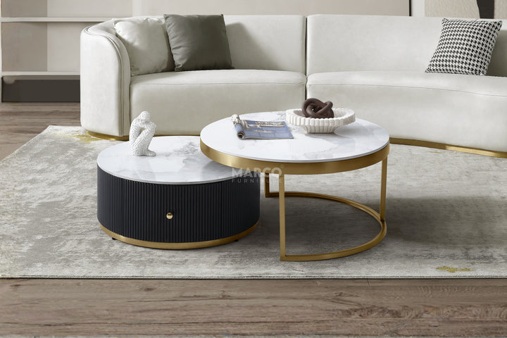 Doyle Sintered Stone Nesting Coffee Table Set with Storage