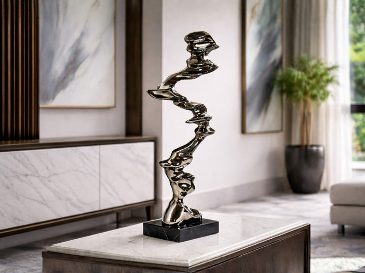 Twisting Flow Black Sculpture