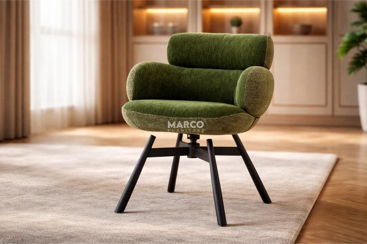Monaco Upholstered Fabric Swivel Dining Chair