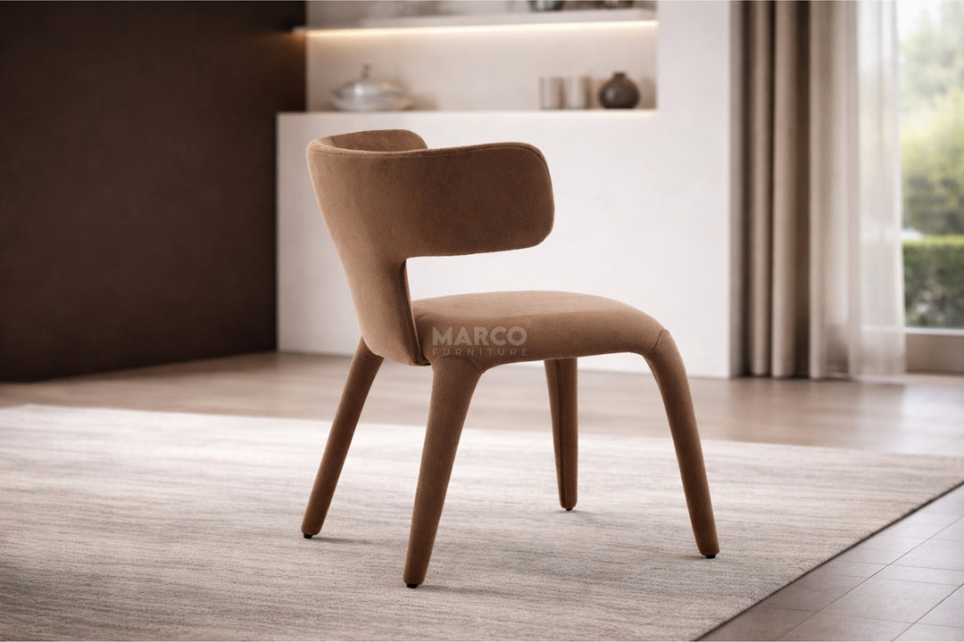 Enzo Fabric Dining Chair - Mushroom Brown