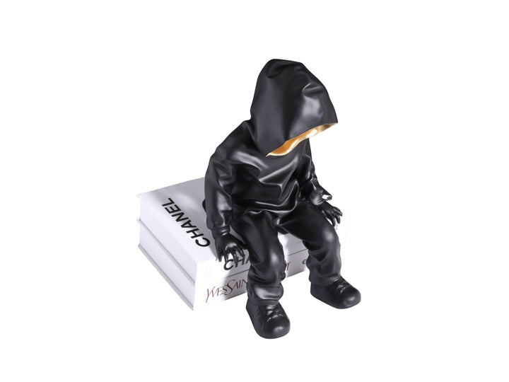 Black Hooded Gold-Faced Figurine