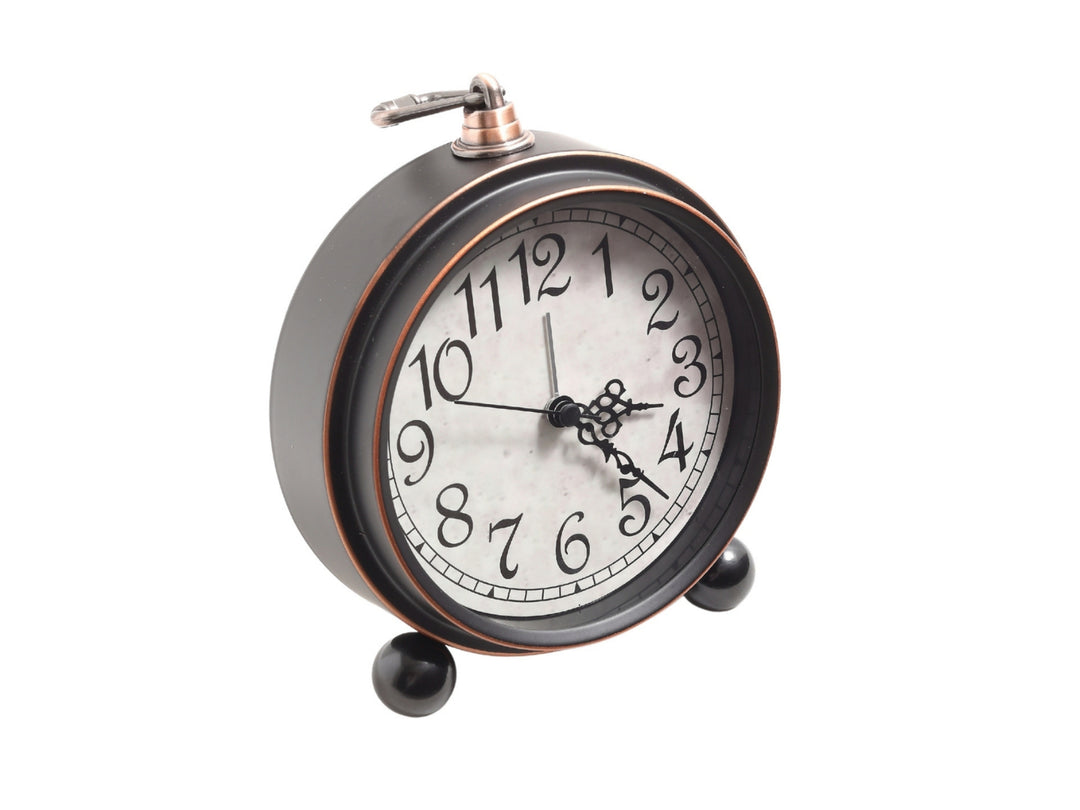 Luma Vintage Black Table Clock – Classic Dial