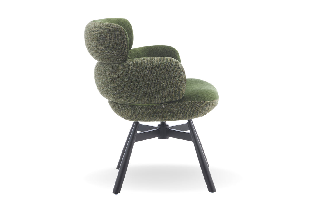 Monaco Upholstered Fabric Swivel Dining Chair