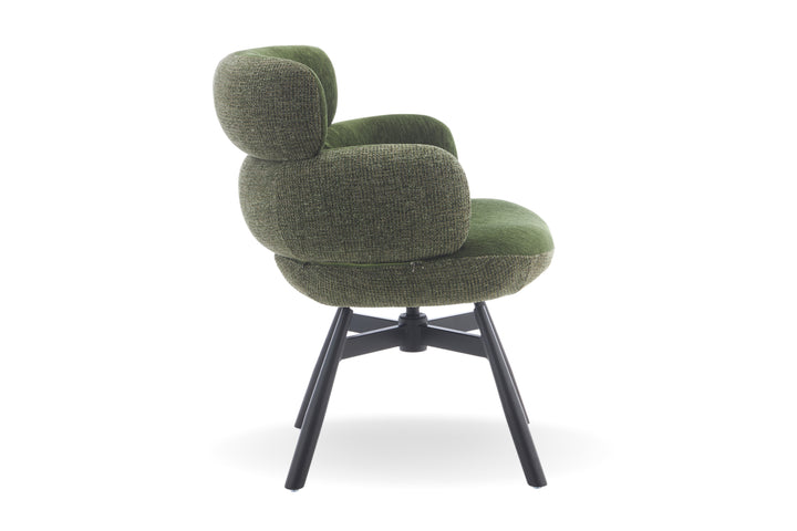 Monaco Upholstered Fabric Swivel Dining Chair