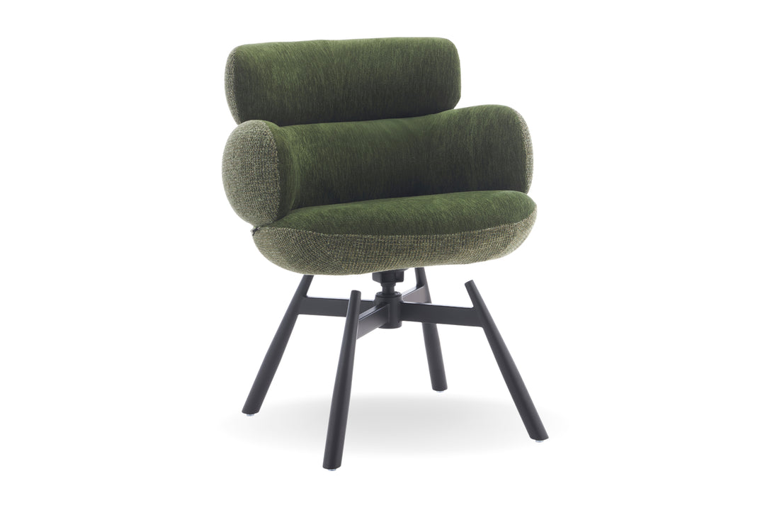 Monaco Upholstered Fabric Swivel Dining Chair