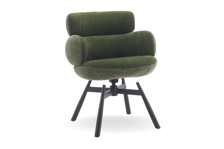 Monaco Upholstered Fabric Swivel Dining Chair