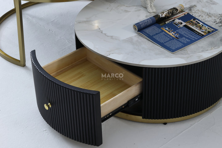 Doyle Sintered Stone Nesting Coffee Table Set with Storage