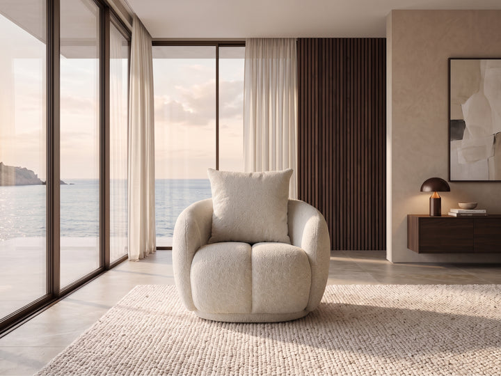 Valentina Curved Boucle Fabric Sofa