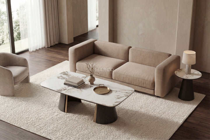 Olmo Fiorito Black Corner Table - Sintered Stone Side Table
