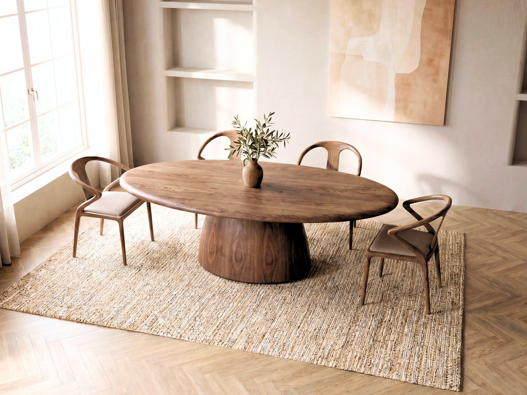 Palazzo Walnut Veneer Oval Dining Table