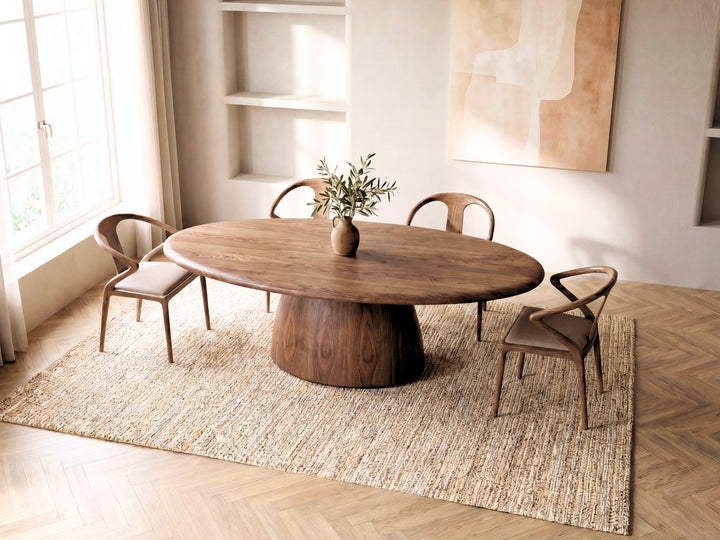 Palazzo Walnut Veneer Oval Dining Table