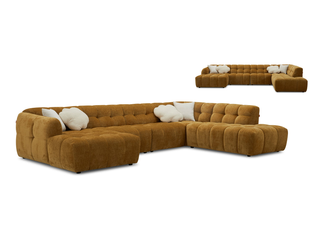 Olavia Double Chaise Modular Fabric Lounge – Modern Sectional Lounge Set