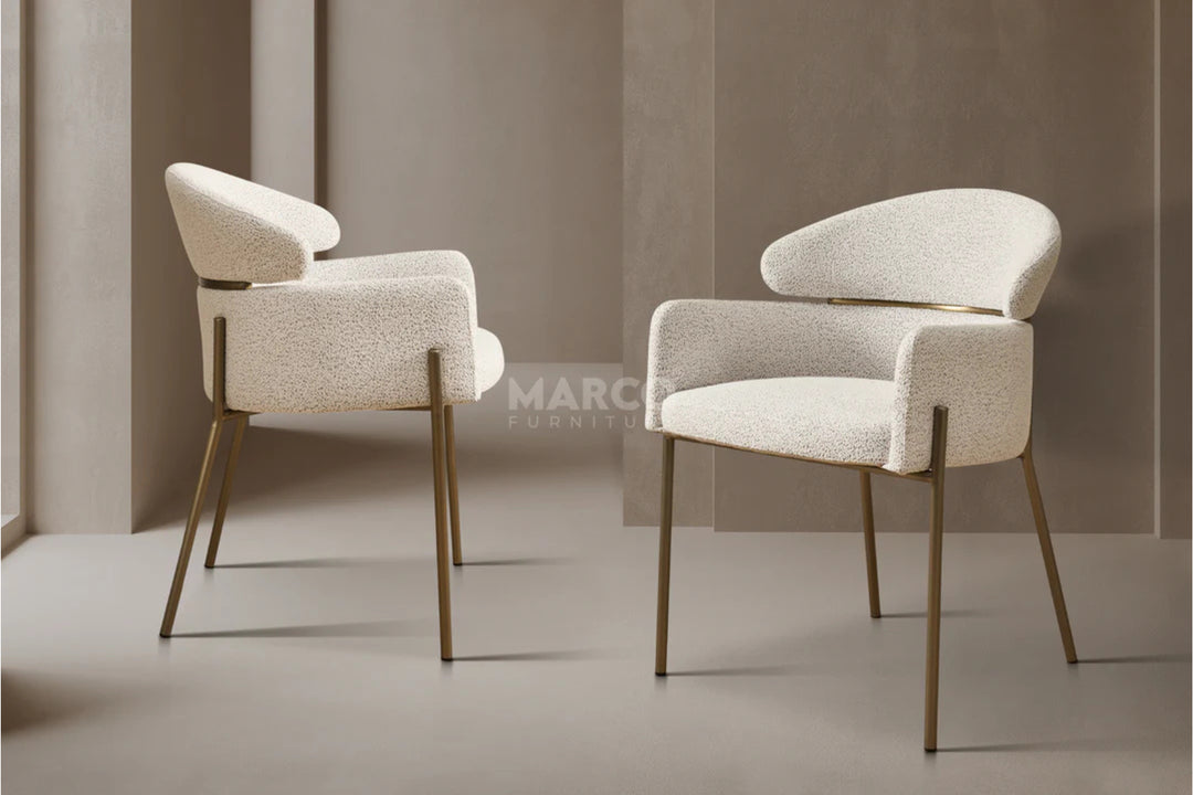 Hallie Textured Fabric Dining Chair with Black Metal Legs