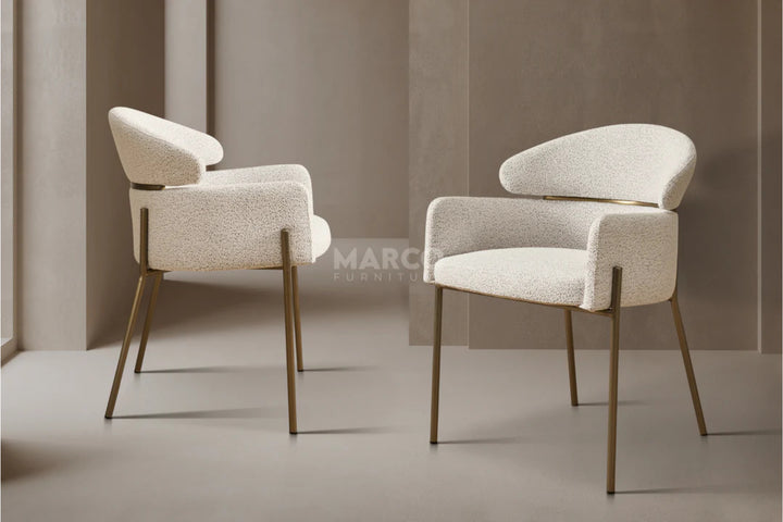 Hallie Textured Fabric Dining Chair with Black Metal Legs