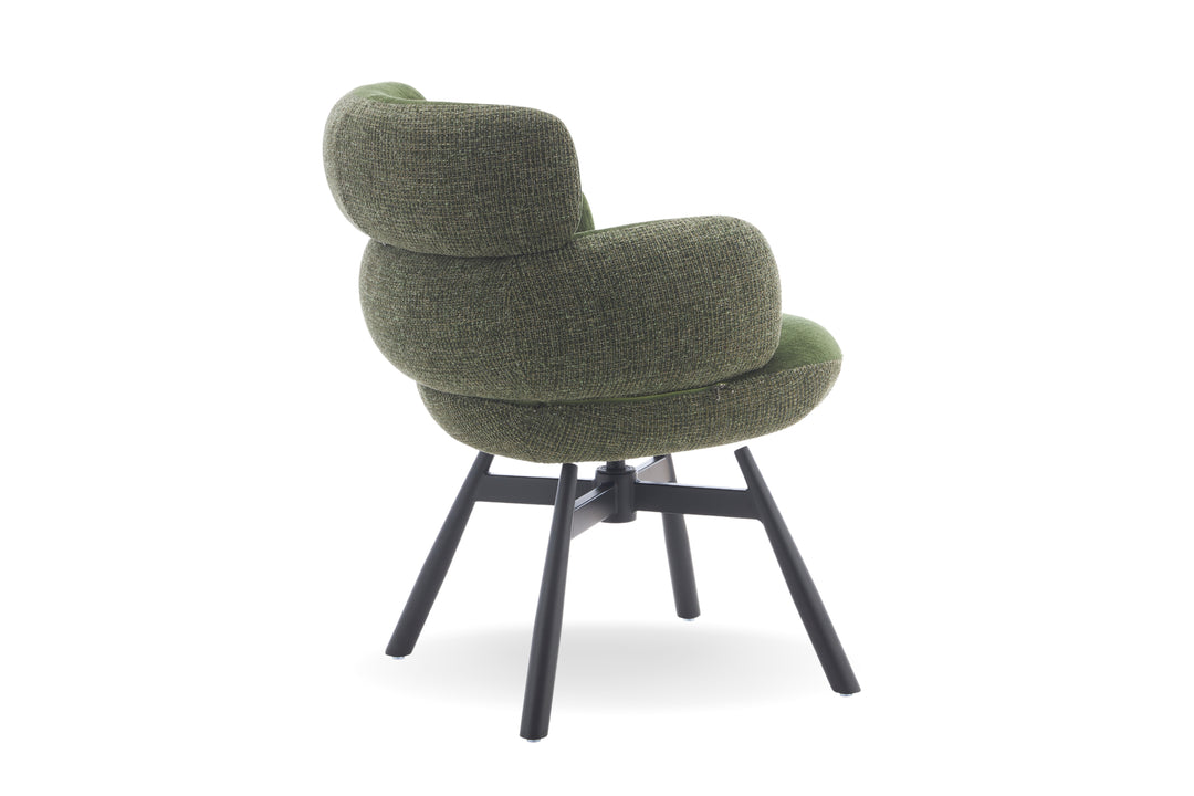 Monaco Upholstered Fabric Swivel Dining Chair