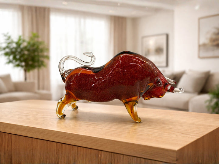 Amber Majesty Glass Bull Sculpture