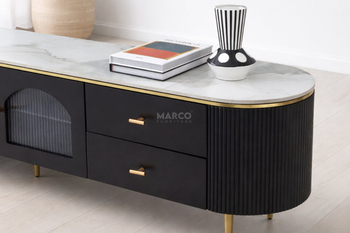 Doyle Sintered Stone Top Entertainment Unit with Storage