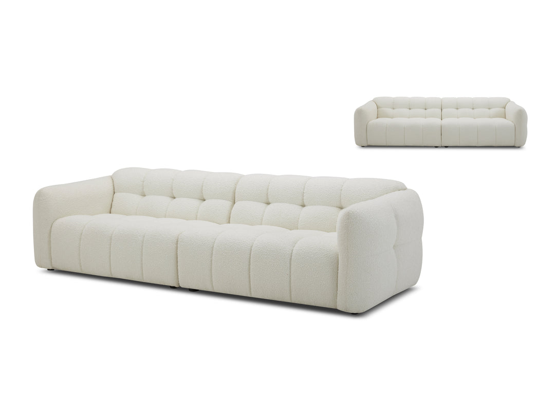 Olavia 3 Seater Woven Fabric Sofa – Tufted Design
