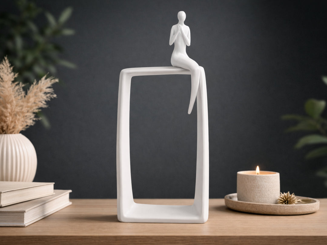 White Ceramic Abstract Art Statue