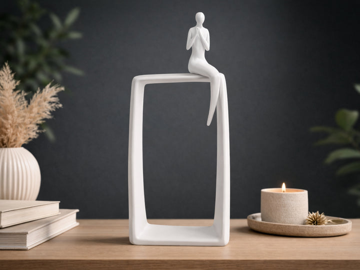 White Ceramic Abstract Art Statue