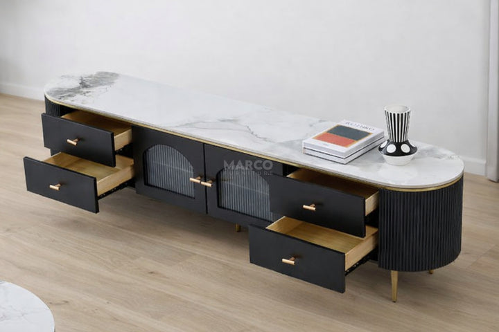 Doyle Sintered Stone Top Entertainment Unit with Storage