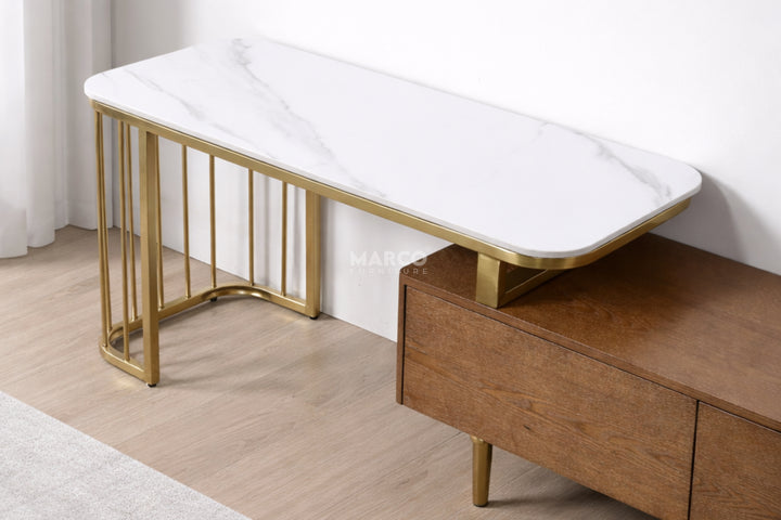 Earl Extendable TV Unit with Stainless Steel Gold Legs