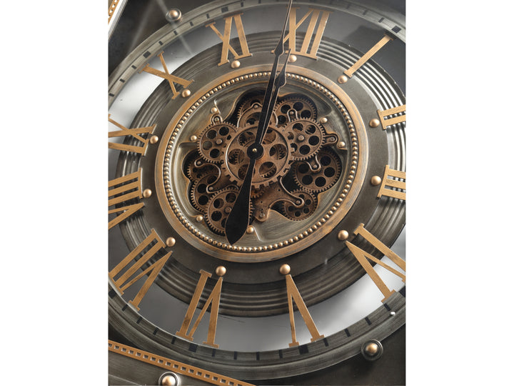 Gunmetal Square Skeleton Gear Large Wall Clock (80 cm)