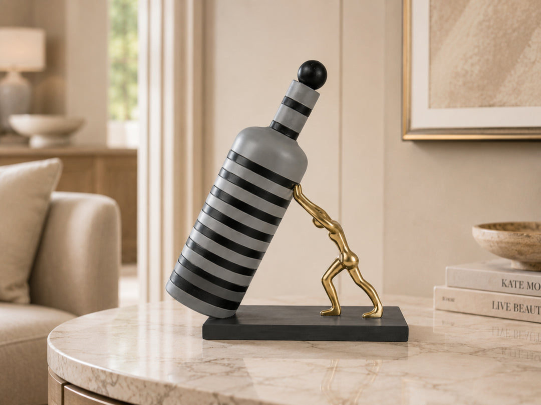 Atlas Figurine Sculpture – Modern Gold Wine Bottle Ornament