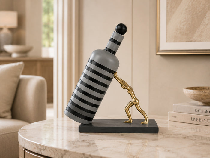 Atlas Figurine Sculpture – Modern Gold Wine Bottle Ornament