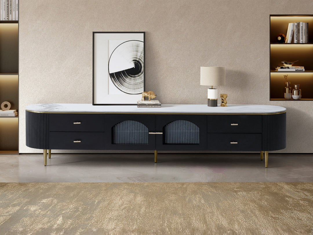 Doyle Sintered Stone Top Entertainment Unit with Storage