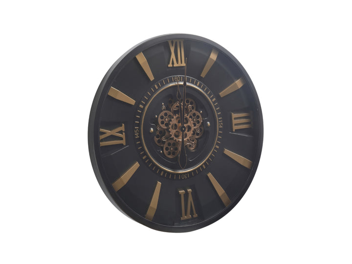 London Roman Numeral Gear Large Wall Clock - Black (80 cm)