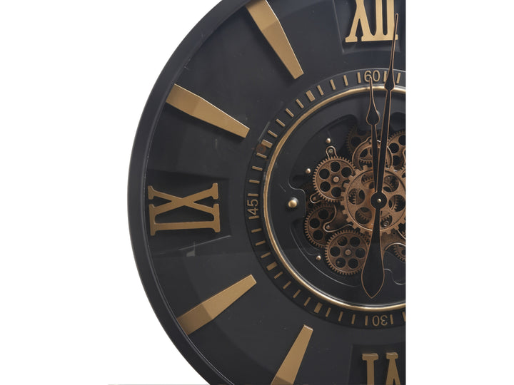 London Roman Numeral Gear Large Wall Clock - Black (80 cm)