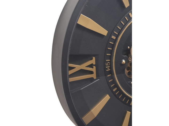 London Roman Numeral Gear Large Wall Clock - Black (80 cm)