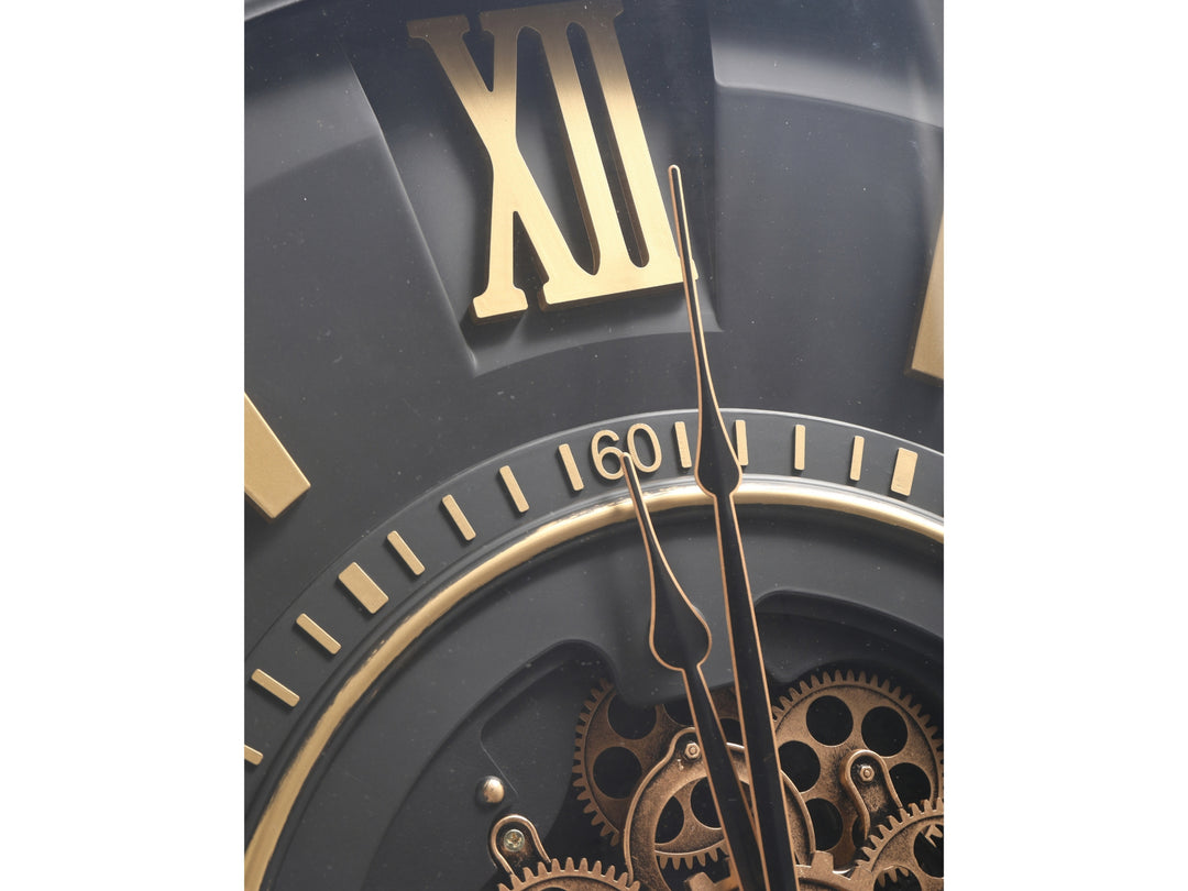 London Roman Numeral Gear Large Wall Clock - Black (80 cm)
