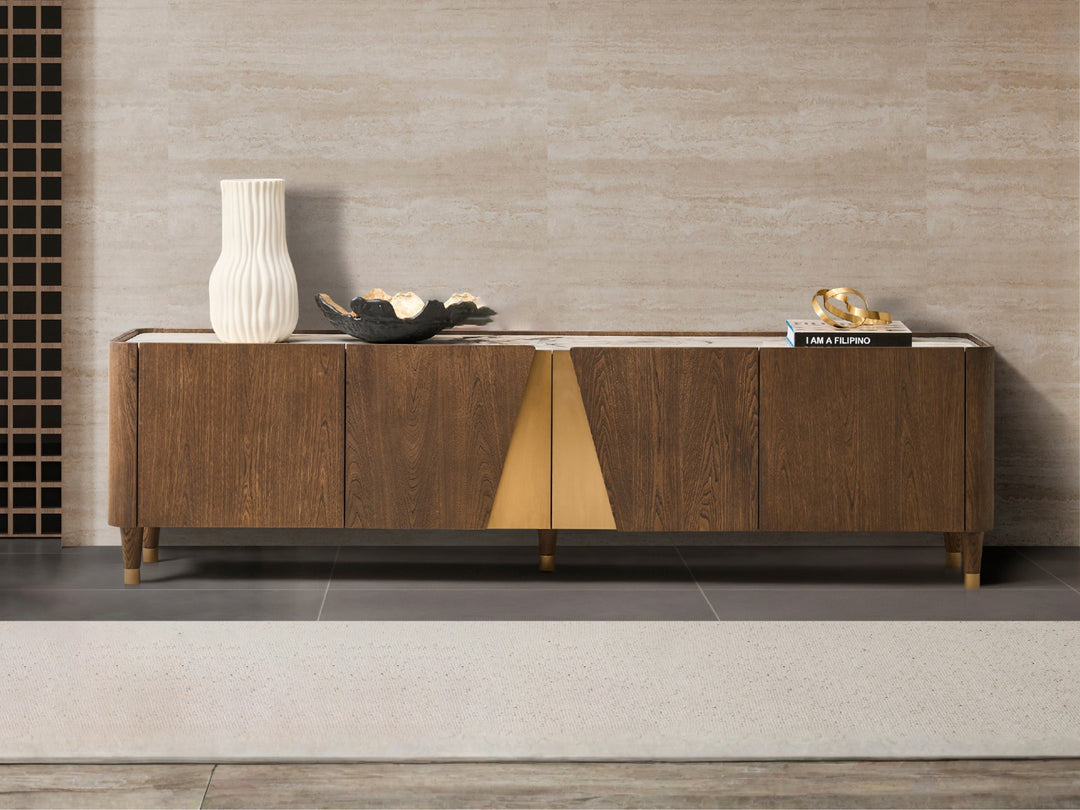 Olmo Fiorito TV Unit with Storage - Pandora Sintered Stone Top