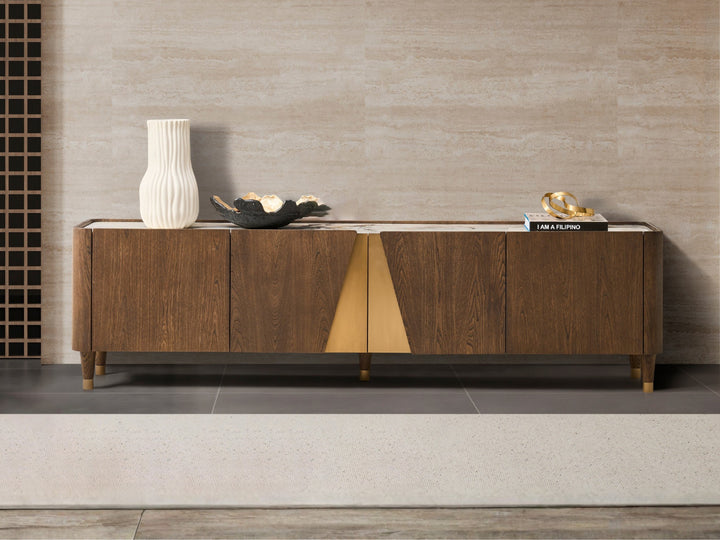 Olmo Fiorito TV Unit with Storage - Pandora Sintered Stone Top